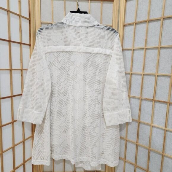 Moonlight Y&S Fashion Design Womens White Sheer Blouse Sz S - Picture 8 of 14